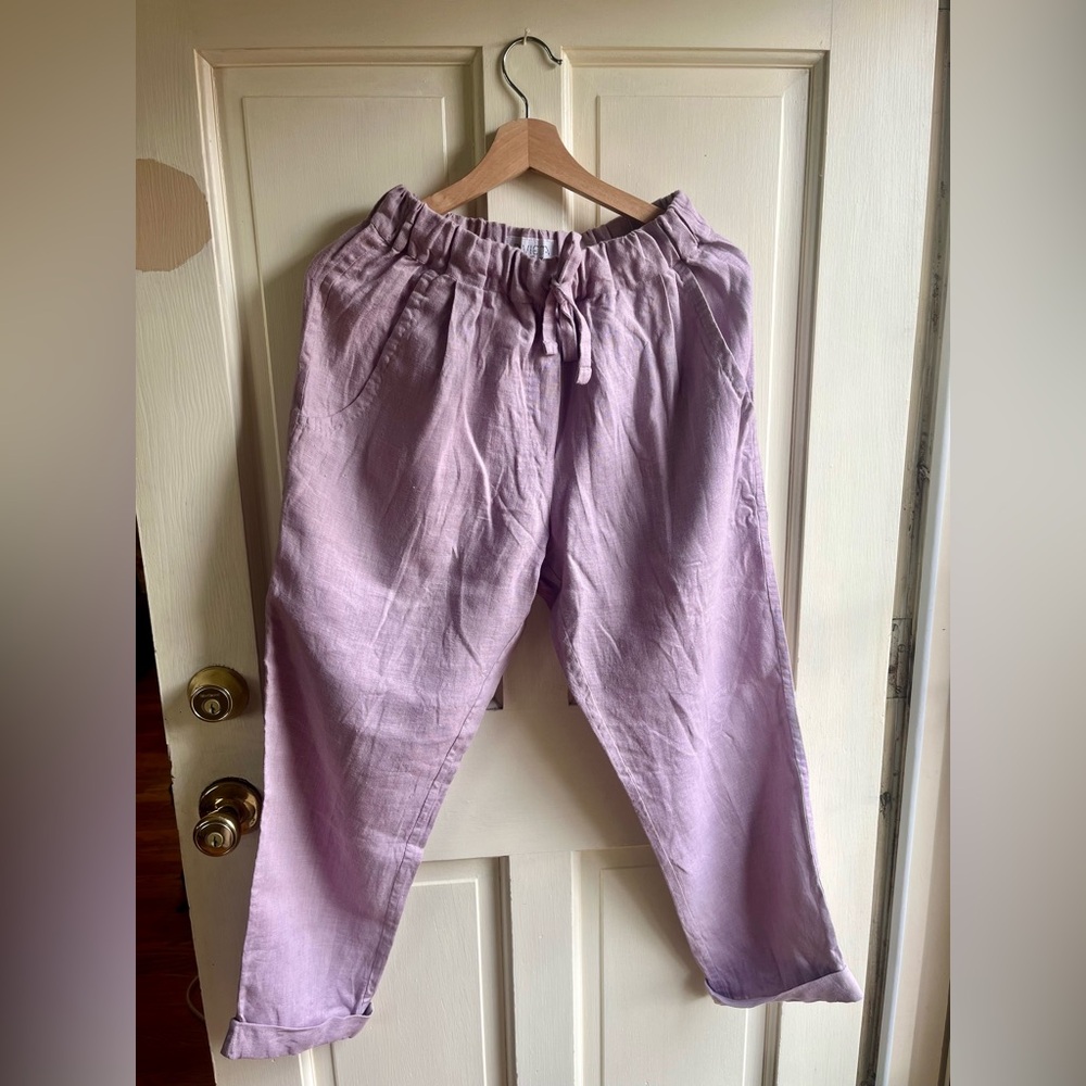 European Linen Pants - Dusty Lilac
